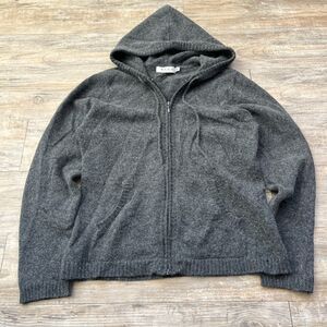 Vintage Wool Zip Hoodie Gray Black BSCS Medium Vintage 90s Warm Y2K Layering